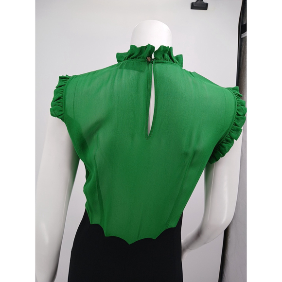 Derek Lam Italy Ruffle Dress Green Black Sz 6 Fall 2006 Vogue Runway Collection - Picture 8 of 12